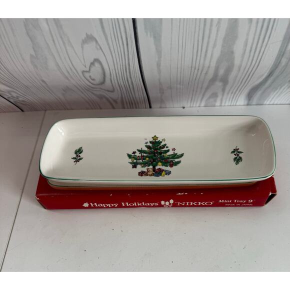 NIKKO Christmas Happy Holidays Mint Tray 9-Inches, Japan - Picture 1 of 6